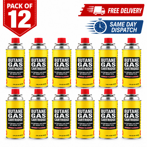 12x butane gas bottles - 12x,
